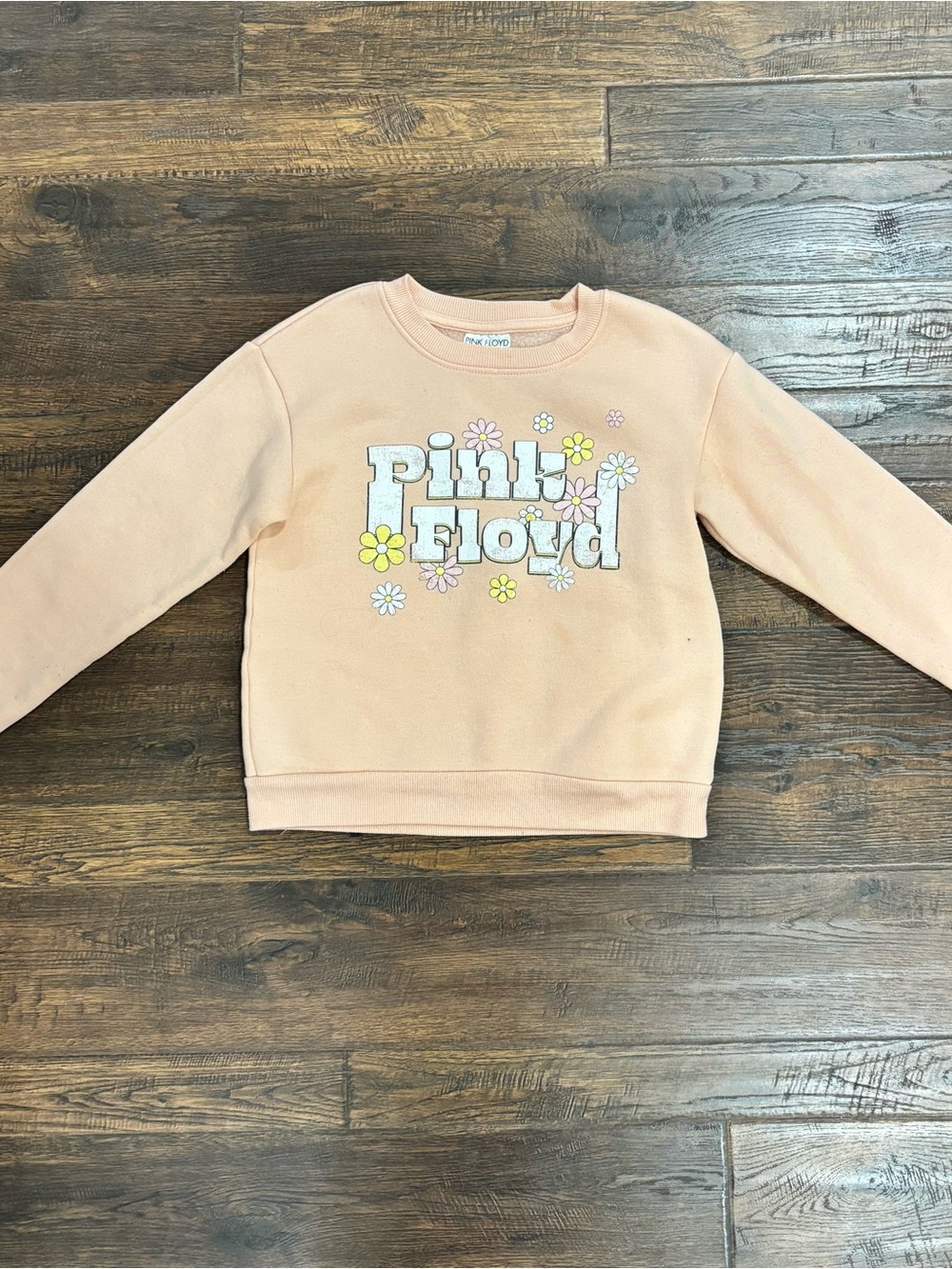 Pink Floyd Peach Floral Logo Crewneck Sweatshirt - Kids *fits like YSM*